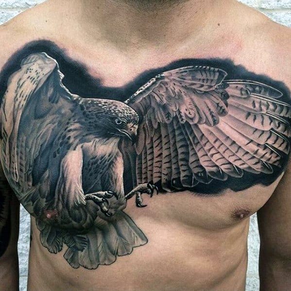 Guys Greatest Tattoos Ideas Flying Owl Design On Chest