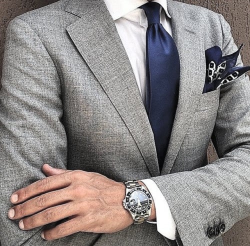 Guys Grey Suit With Blue Tie Style Designs