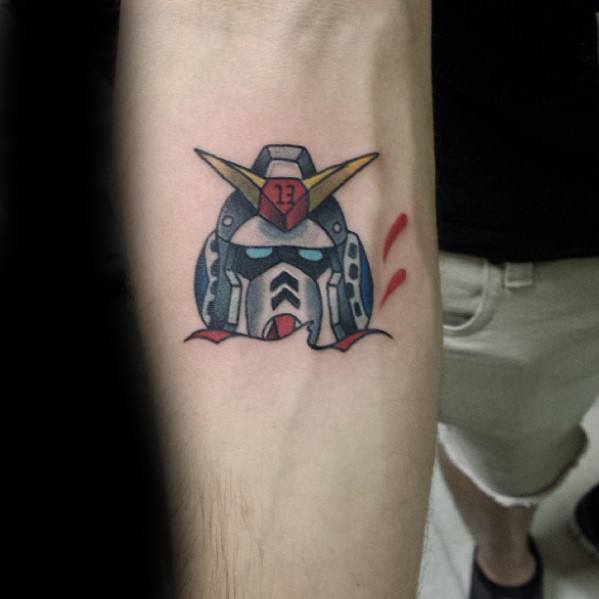 Guys Gundam Tattoos Small Inner Forearm Design Ideas