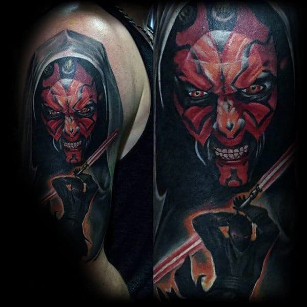 Guys Half Sleeve Darth Maul Tattoos