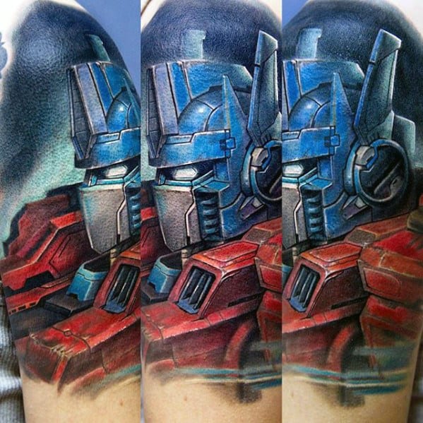 Guys Half Sleeve Transformers Tattoo Ideas