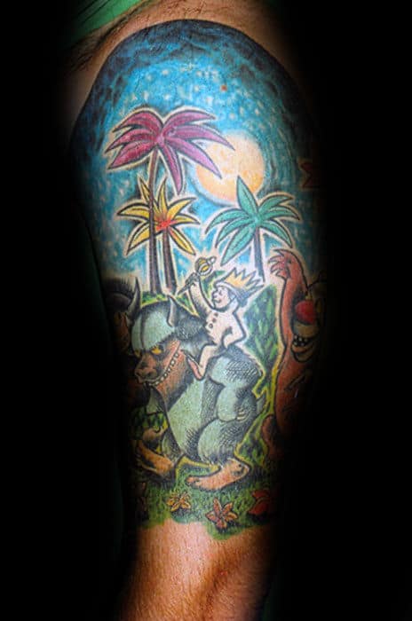 Guys Half Sleeve Where The Wild Things Are Tattoo Designs