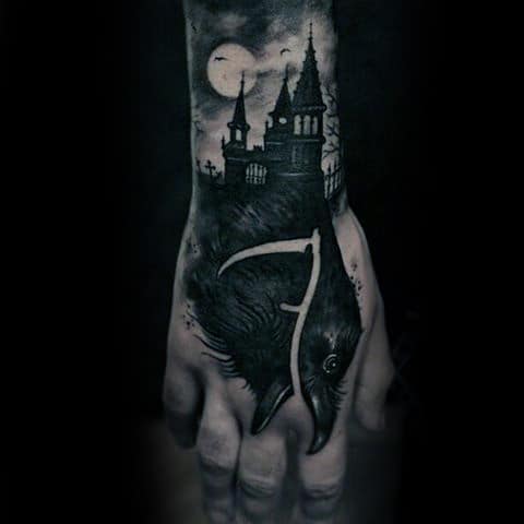 Guys Hands Full Moon Sick Beast Tatto