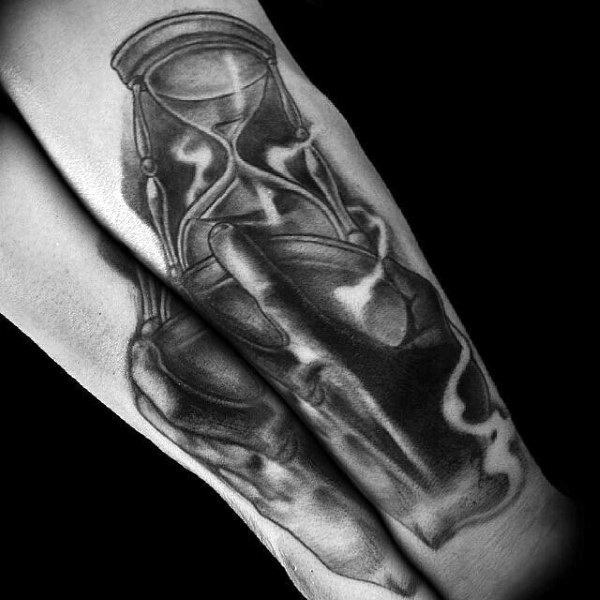 Guys Hands Holding Hourglass Tattoo Design