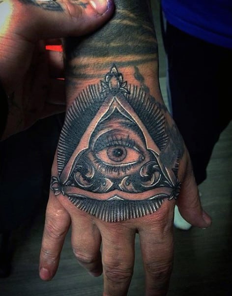 Guys Hands Illuminati Tattoo