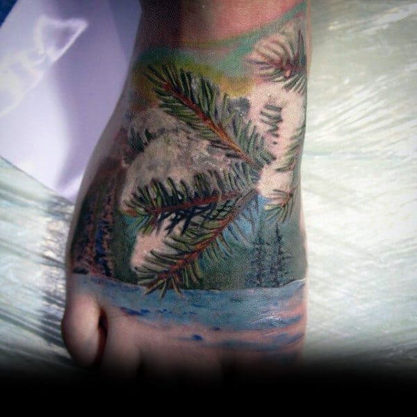 Guys Hands Sick Leafy Tree Tattoo