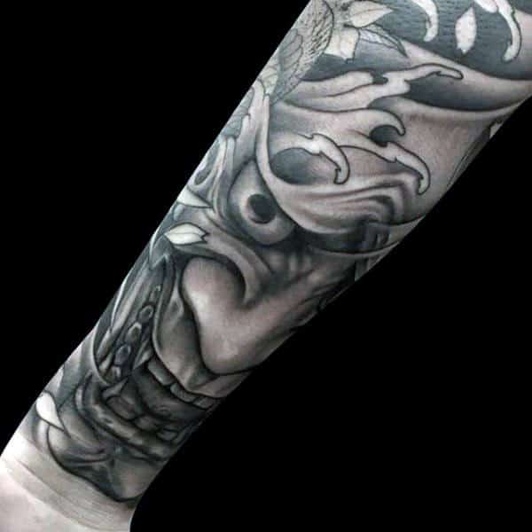 Guys Hannya Masks Japanese Tattoo Design Ideas Forearm Sleeve