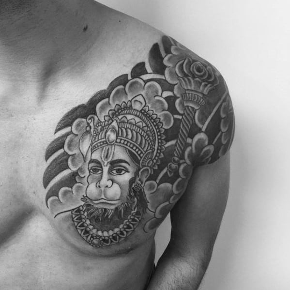 Guys Hanuman Tattoo Design Idea Inspiration Japanese Shoulder And Chest