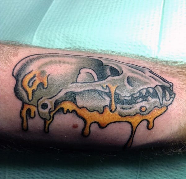 Guys Honey Badger Skull Arm Tattoo Ideas