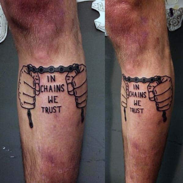 Guys In Chains We Trust Bmx Shin Tattoo Design