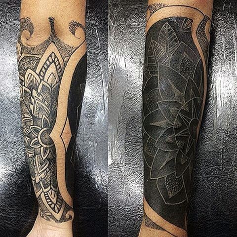 Guys Incredible Half Sleeve Forearm White Ink Tattoo