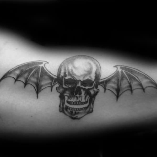 Guys Inner Arm Bicep Deathbat Tattoos