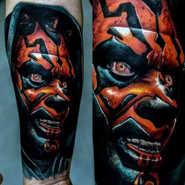 Guys Inner Forearm 3d Tattoo Ideas Darth Maul Designs