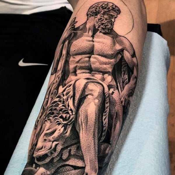 Guys Inner Forearm Hercules Tattoo