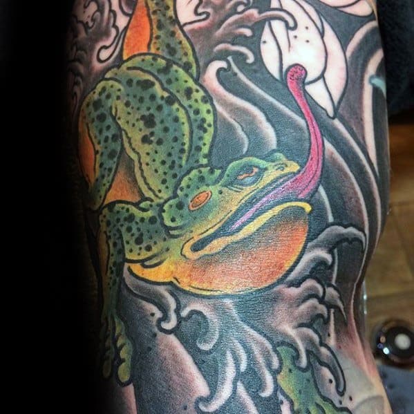 Guys Japanese Toad Tattoo Designs Sleeve