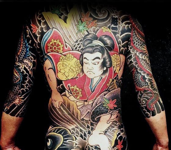 Guys Japanese Traditional Tattoo Design On Full Back