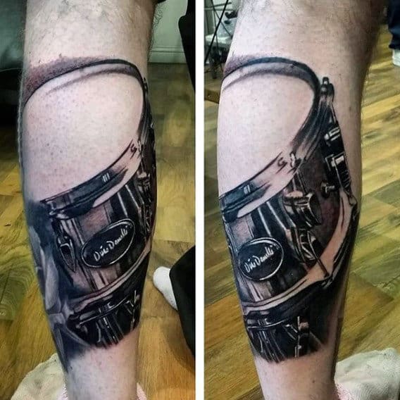 Guys Knee Black Drum Tattoo