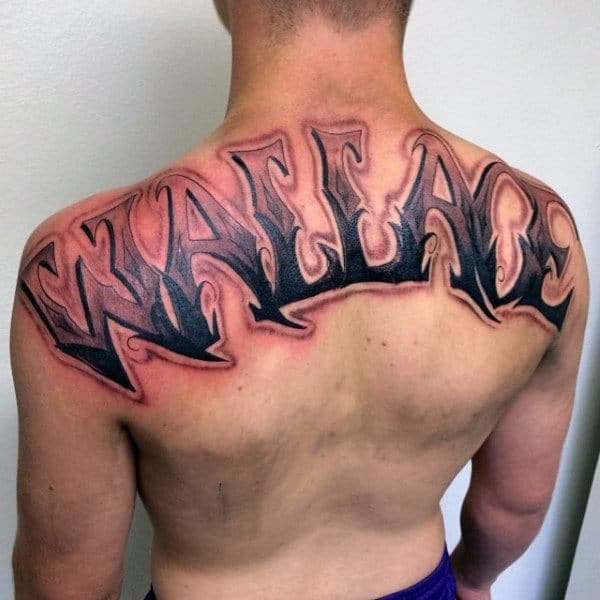 Guys Last Name Wallace Back Tattoos