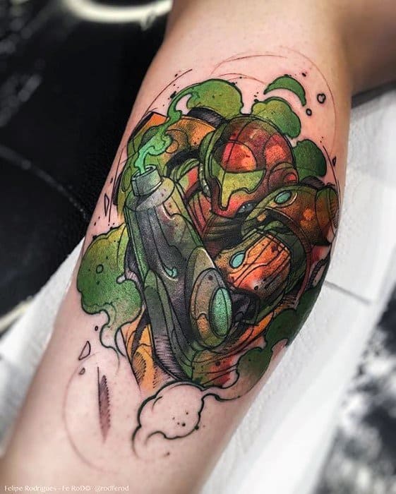 Guys Leg Calf Gamer Tattoo Deisgns