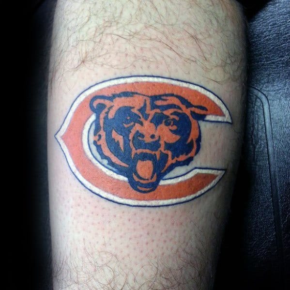 Guys Leg Chicago Bears Tattoo Design Ideas