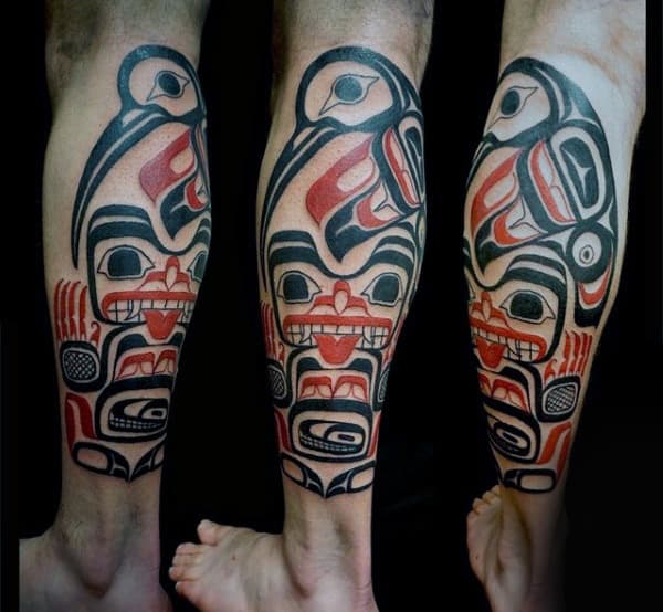 Guys Legs Haida Goddess Tattoo