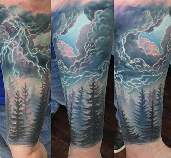 Guys Lightning Tattoo Inspiration For Forearm