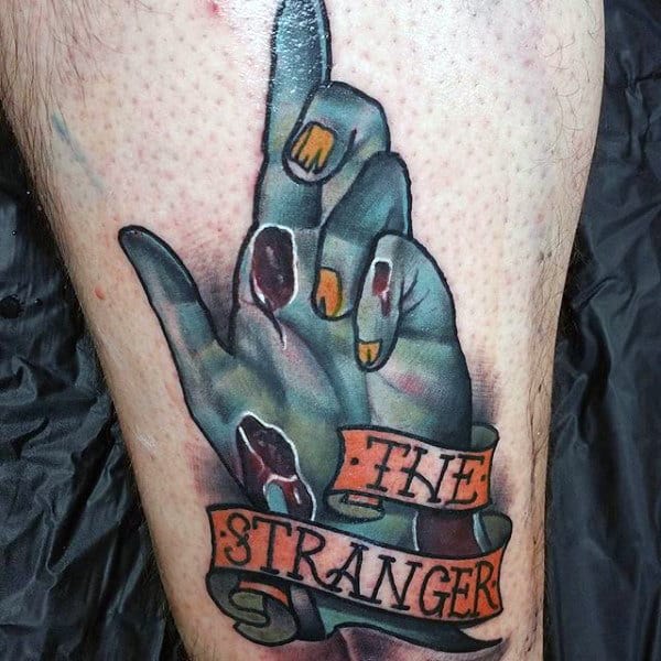 Guys Lower Legs The Stranger Halloween Tattoo