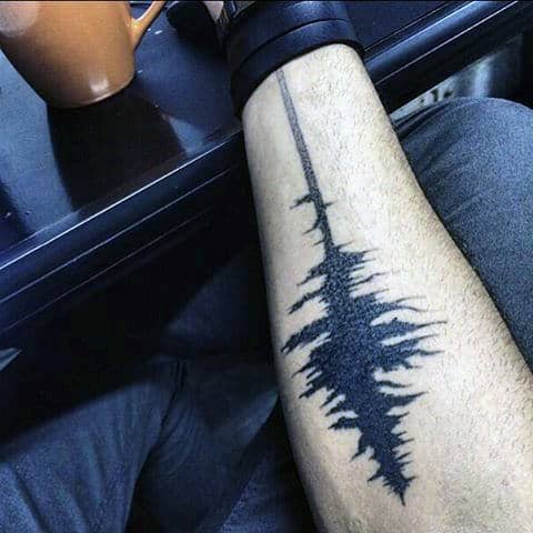 Guys Lower Wrist Music Waves Tattoos