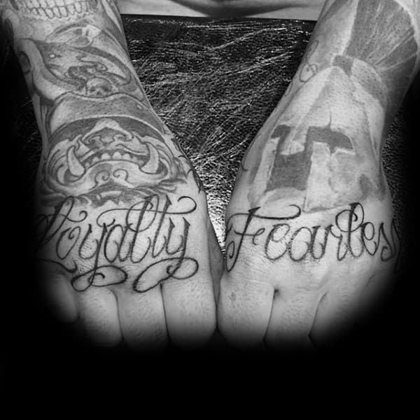 Guys Loyalty Hand Tattoos