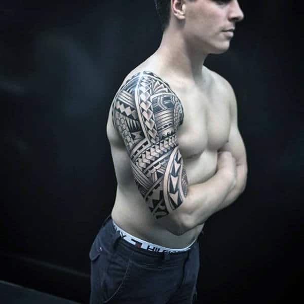 Guys Maori Half Sleeve Design Tattoo