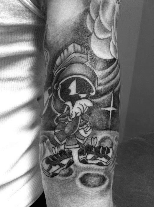 Guys Marvin The Martian Forearm Shaded Sleeve Tattoo Ideas