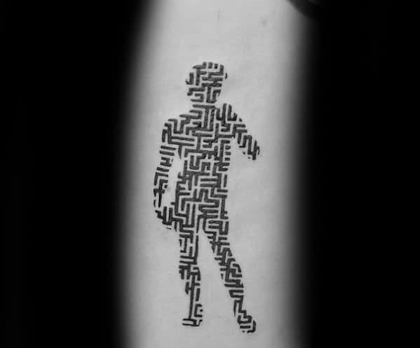 Guys Maze Human Shape Tattoo Design Idea Inspiration On Arm