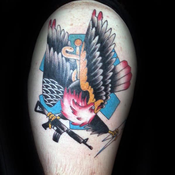 Guys Medic Star Of Life With Bald Eagle Upper Arm Tattoo