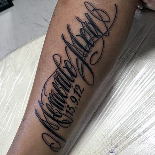 Guys Memento Mori Memorial Inner Forearm Tattos