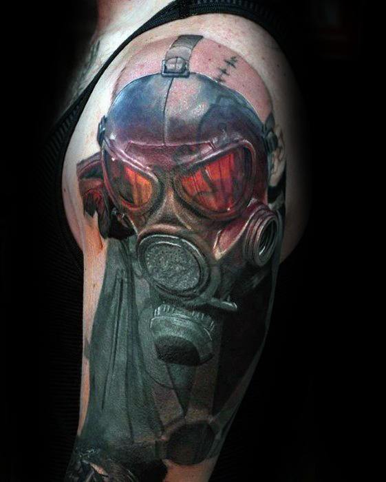 Guys Metal Gear Tattoo Design Ideas Half Sleeve