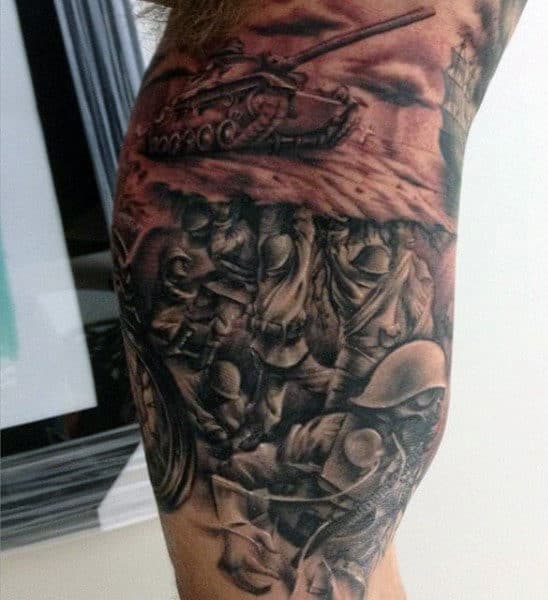 Guy's Military Eagle Tattoo On Bicep