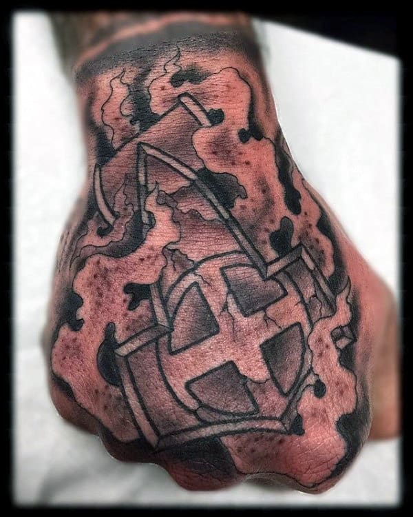 Guys Mjolnir Hand Tattoos