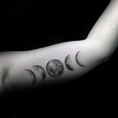 Guys Moon Phases Inner Arm Bicep Design For Tattoos