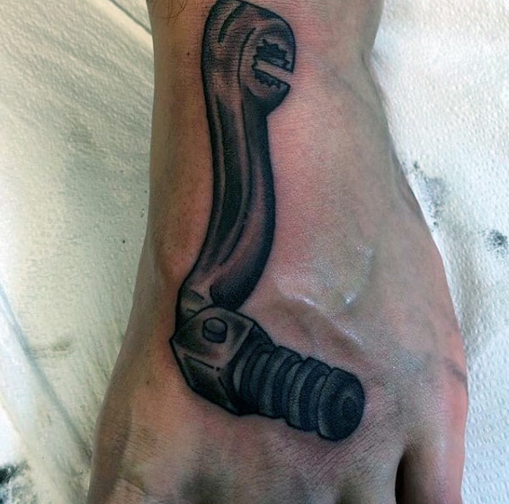 Guys Motocross Clutch Dirt Bike Tattoo On Foot