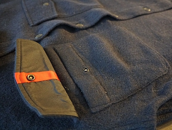 Guys Navy Topo Designs Wool Shirts With Upper Chest Pockets