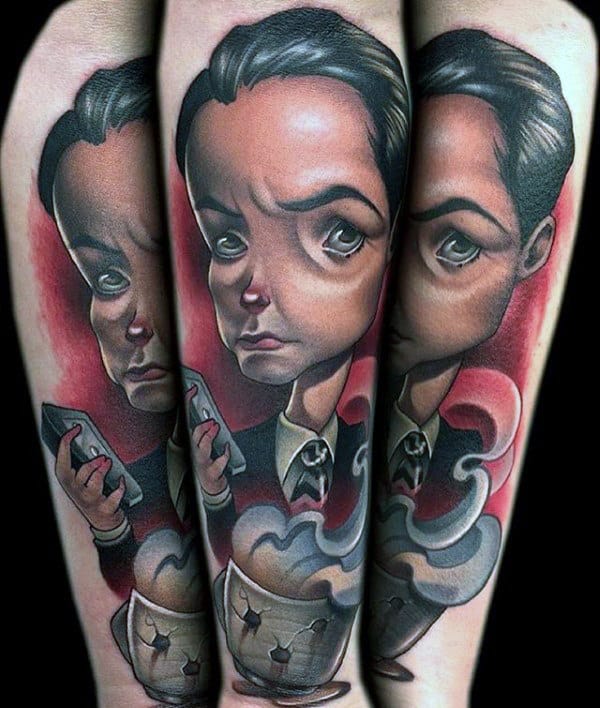 Guys New School Twin Peaks Forearm Tattoos