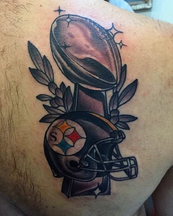 Guys Old School Pittsburgh Steelers Retro Back Tattoos
