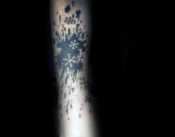 Guys Paint Splatter Snowflake Tattoos