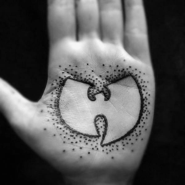 Guys Palm Of Hand Wu Tang Symbol Tattoo Design Ideas