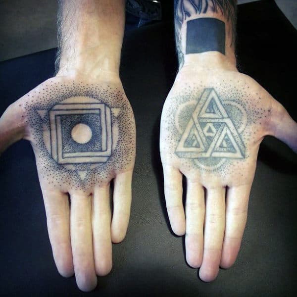 Guys Palms Religious Tattoo
