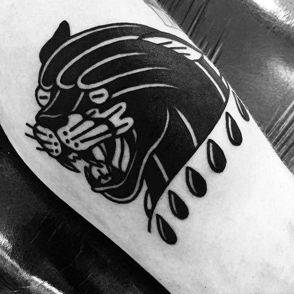 Guys Panther Tribal Tattoo On Arm