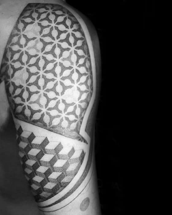 Guys Pattern 3d Geometric Arm Tattoo