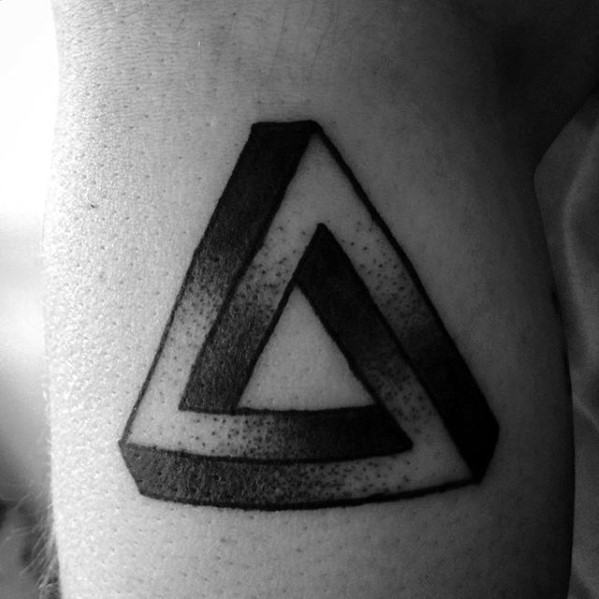 Guys Penrose Triangle Arm Tattoo Deisgns