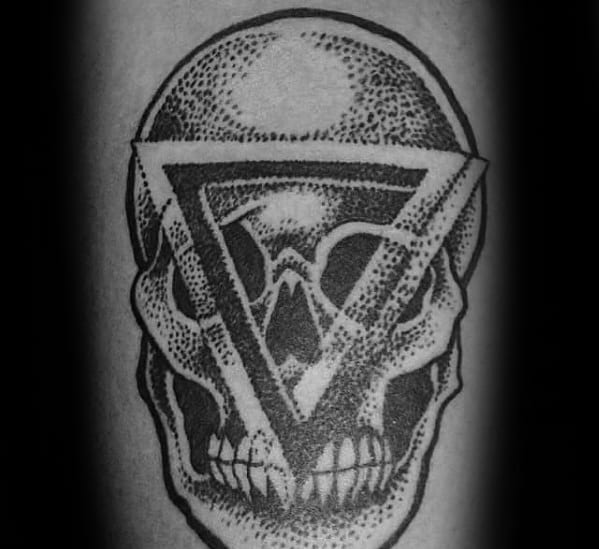 Guys Penrose Triangle Skull Forearm Tattoo