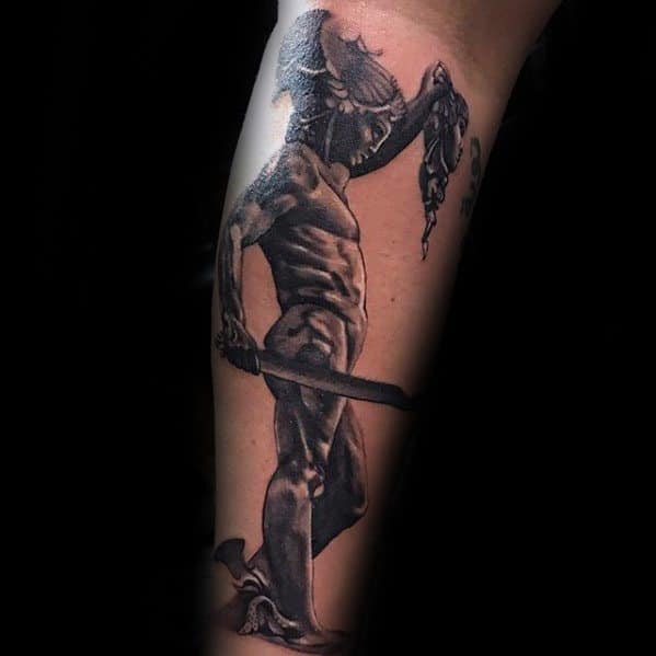 Guys Perseus Tattoo Designs On Outer Forearm